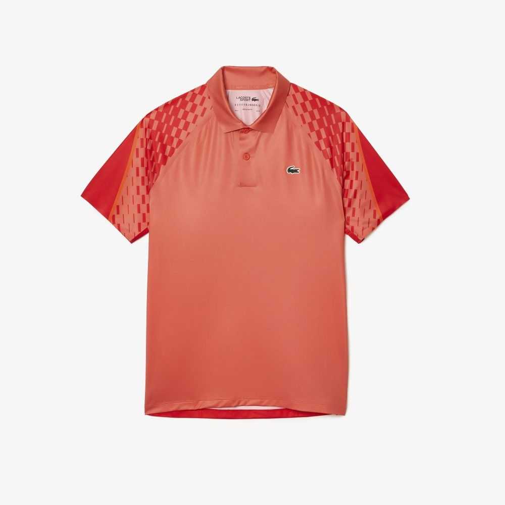 Orange / Red / Orange Lacoste Tennis x Novak Djokovic Tricolor Polo | SFBJMU-831