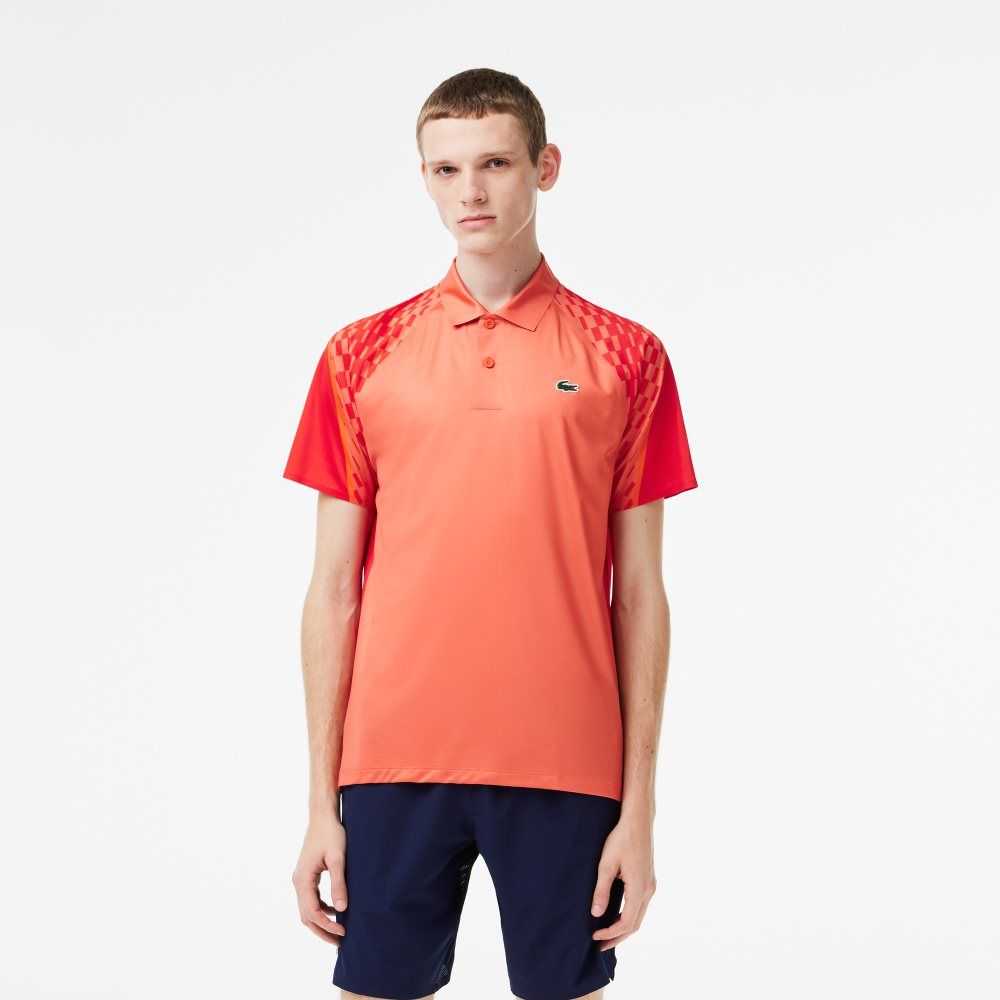 Orange / Red / Orange Lacoste Tennis x Novak Djokovic Tricolor Polo | SFBJMU-831