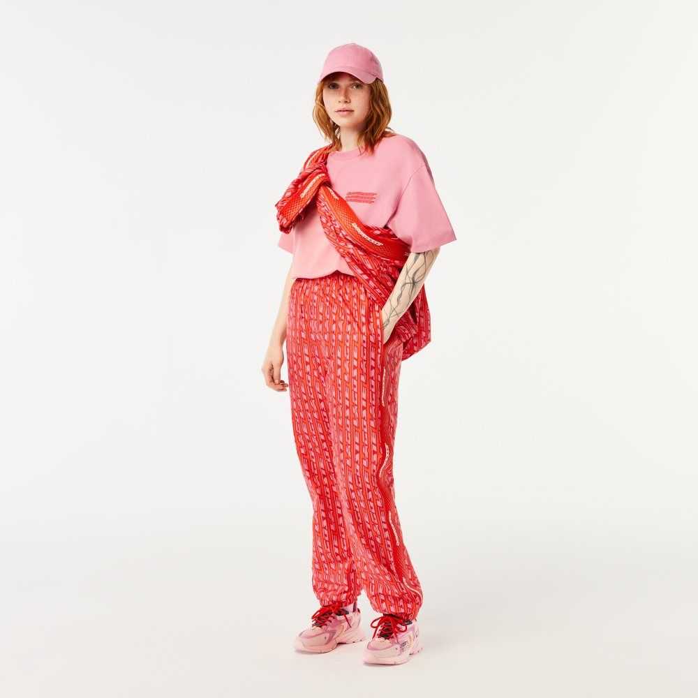 Orange / Red / Pink Lacoste Track Pants with Logo Print | QZJENG-305