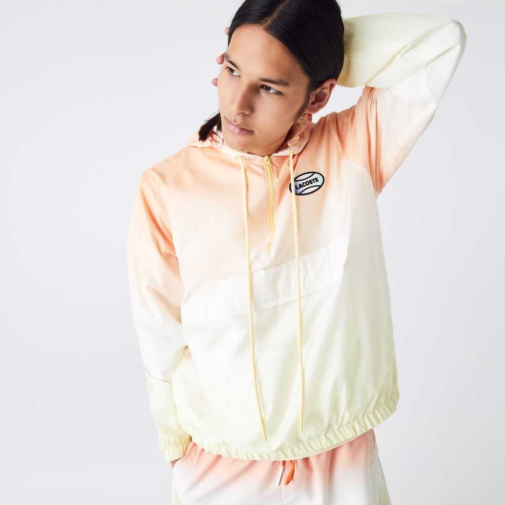 Orange / White / Yellow Lacoste LIVE Lightweight Pullover Windbreaker | MESWJI-356