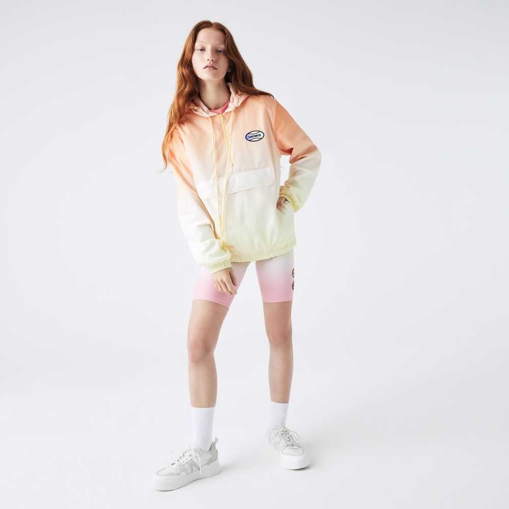 Orange / White / Yellow Lacoste LIVE Lightweight Pullover Windbreaker | MESWJI-356