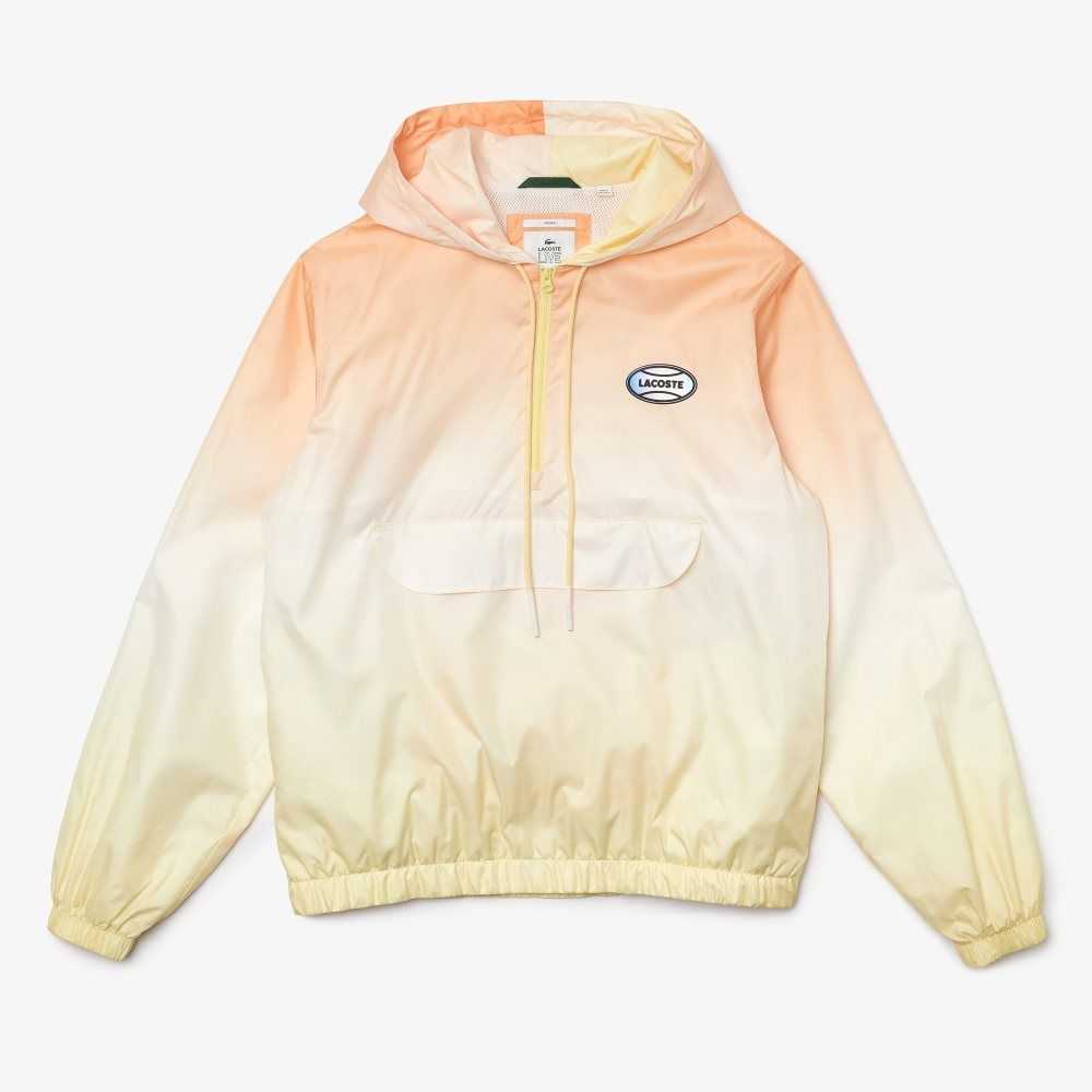 Orange / White / Yellow Lacoste LIVE Lightweight Pullover Windbreaker | MESWJI-356