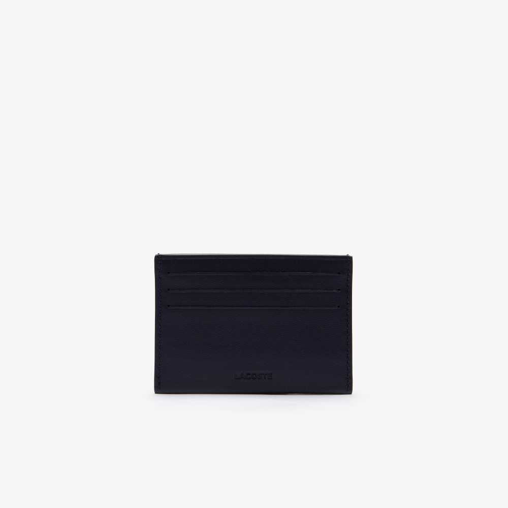 Peacoat Lacoste Fitzgerald Leather Card Holder | XQWDGT-984