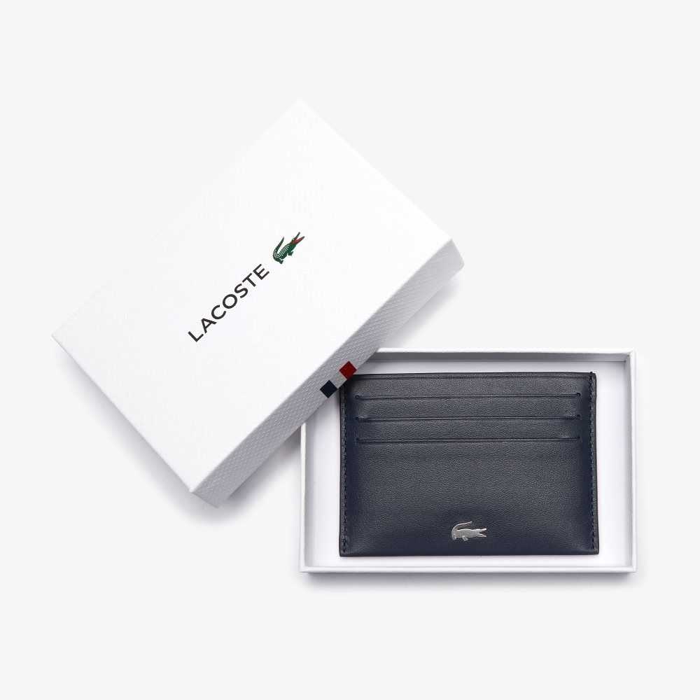 Peacoat Lacoste Fitzgerald Leather Card Holder | XQWDGT-984