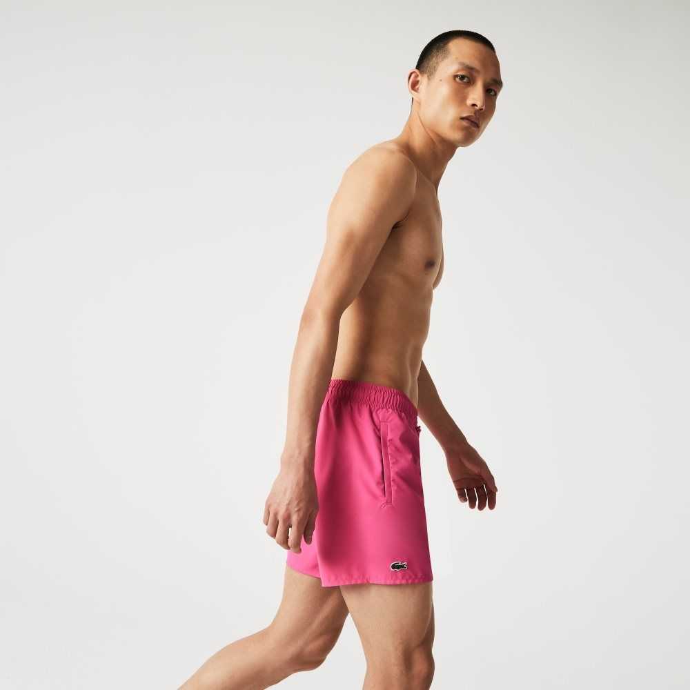 Pink / Green Lacoste Light Quick-Dry Swim Shorts | ULEMXN-096