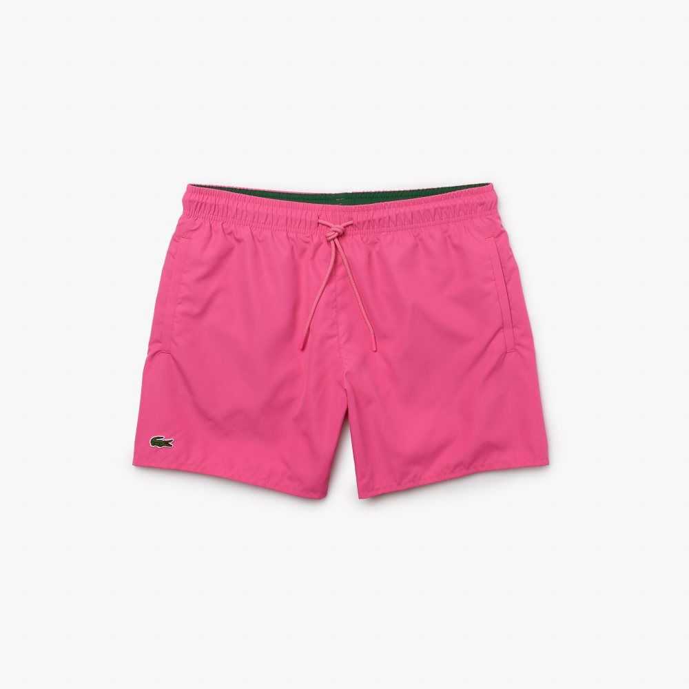 Pink / Green Lacoste Light Quick-Dry Swim Shorts | ULEMXN-096