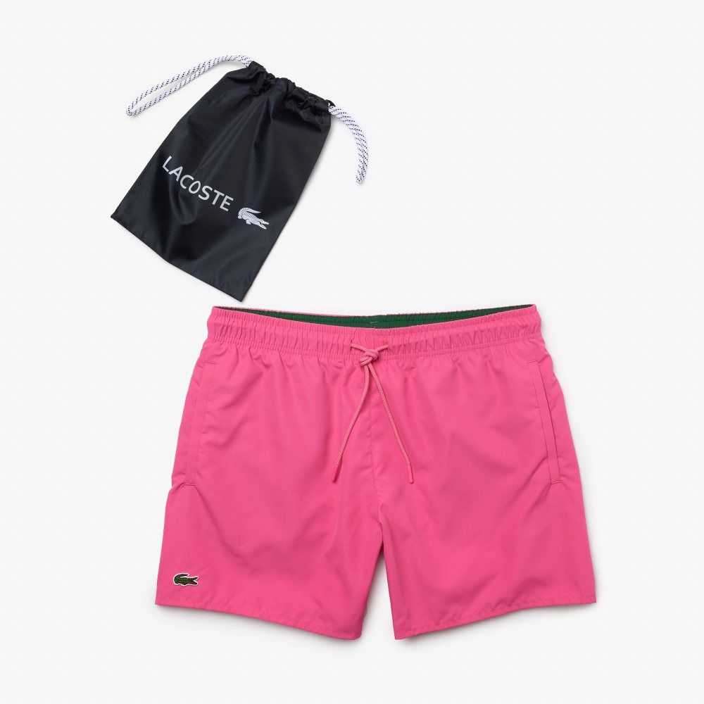 Pink / Green Lacoste Light Quick-Dry Swim Shorts | ULEMXN-096