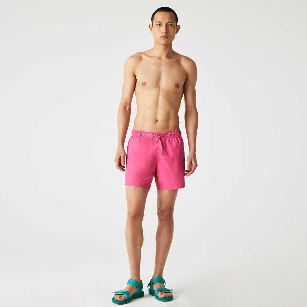 Pink / Green Lacoste Light Quick-Dry Swim Shorts | ULEMXN-096