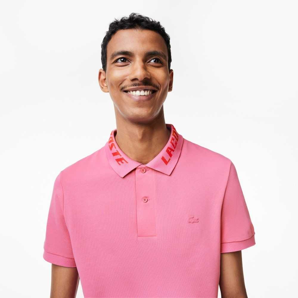 Pink Lacoste Branded Slim Fit Stretch Pique Polo | UNFOTY-183