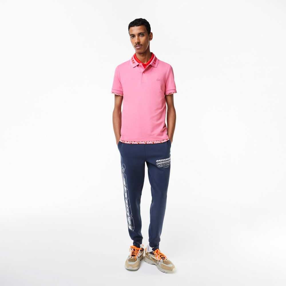 Pink Lacoste Branded Slim Fit Stretch Pique Polo | UNFOTY-183