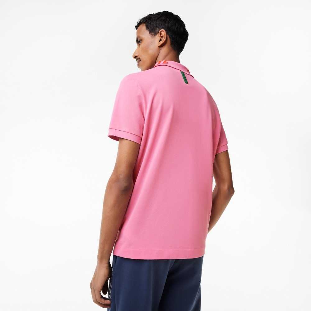 Pink Lacoste Branded Slim Fit Stretch Pique Polo | UNFOTY-183