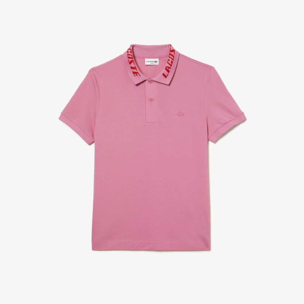 Pink Lacoste Branded Slim Fit Stretch Pique Polo | UNFOTY-183