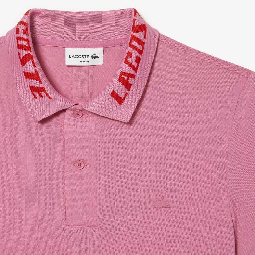 Pink Lacoste Branded Slim Fit Stretch Pique Polo | UNFOTY-183