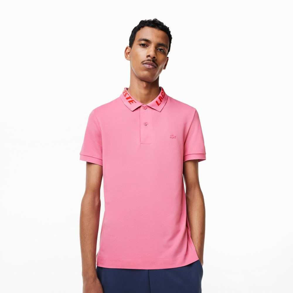 Pink Lacoste Branded Slim Fit Stretch Pique Polo | UNFOTY-183