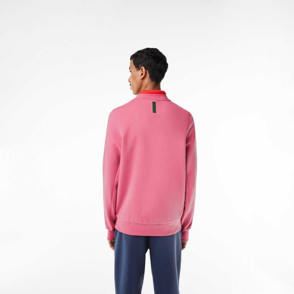 Pink Lacoste Crew Neck Kangaroo Pocket Cotton Blend Sweatshirt | PQSGUE-624