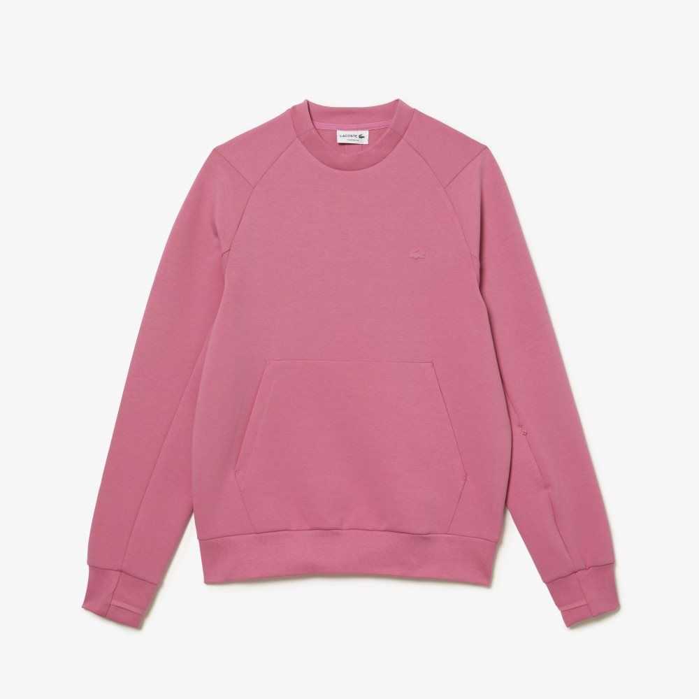 Pink Lacoste Crew Neck Kangaroo Pocket Cotton Blend Sweatshirt | PQSGUE-624