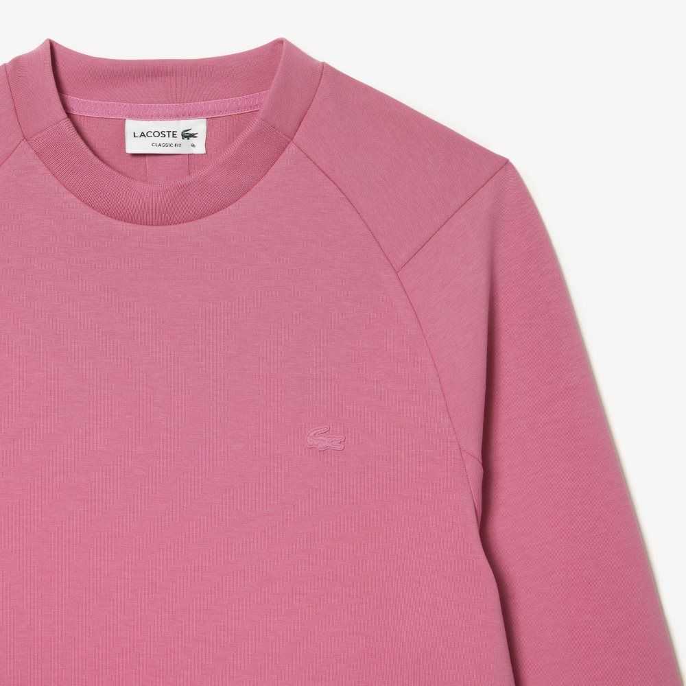 Pink Lacoste Crew Neck Kangaroo Pocket Cotton Blend Sweatshirt | PQSGUE-624