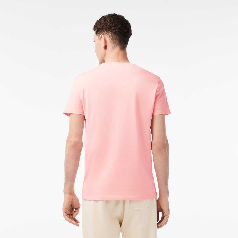 Pink Lacoste Crew Neck Pima Cotton Jersey T-Shirt | HUNEJQ-258