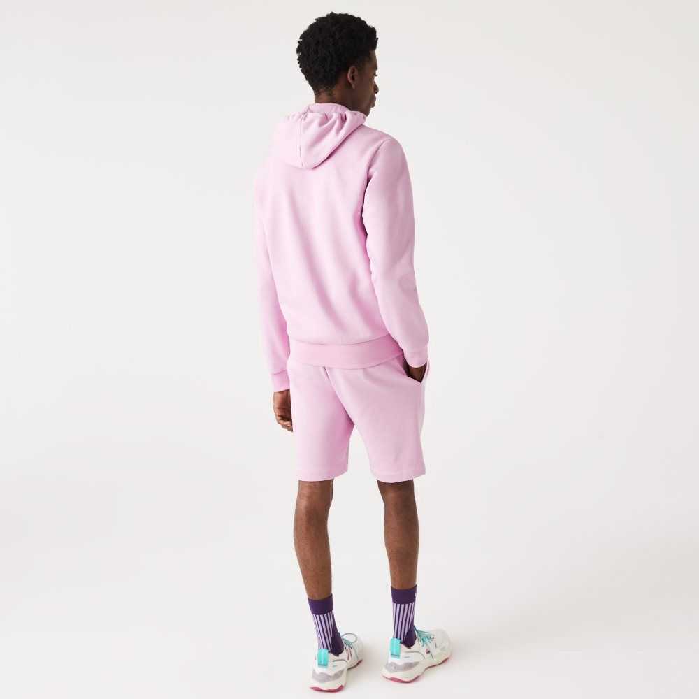 Pink Lacoste Kangaroo Pocket Fleece Zipped Sweatshirt | BPIUVE-516