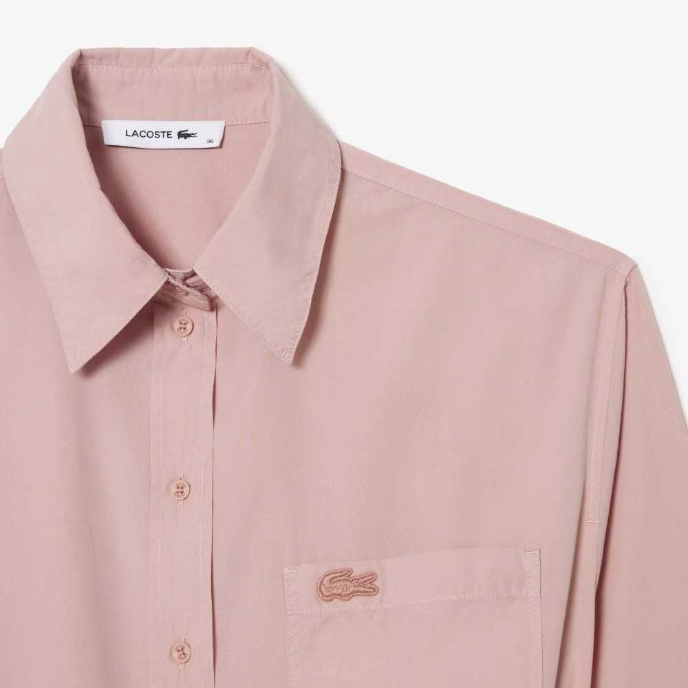 Pink Lacoste Loose Fit Cotton Poplin Shirt Dress | GWVYPI-546