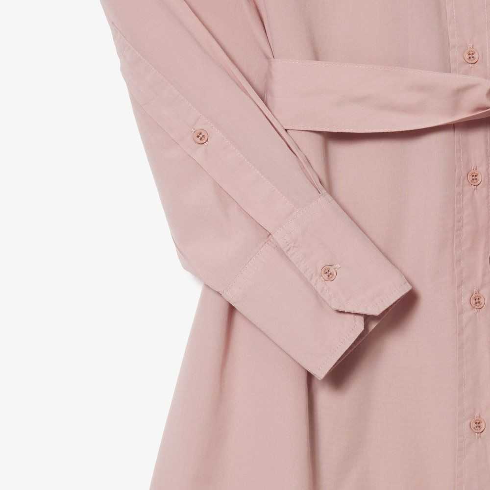 Pink Lacoste Loose Fit Cotton Poplin Shirt Dress | GWVYPI-546