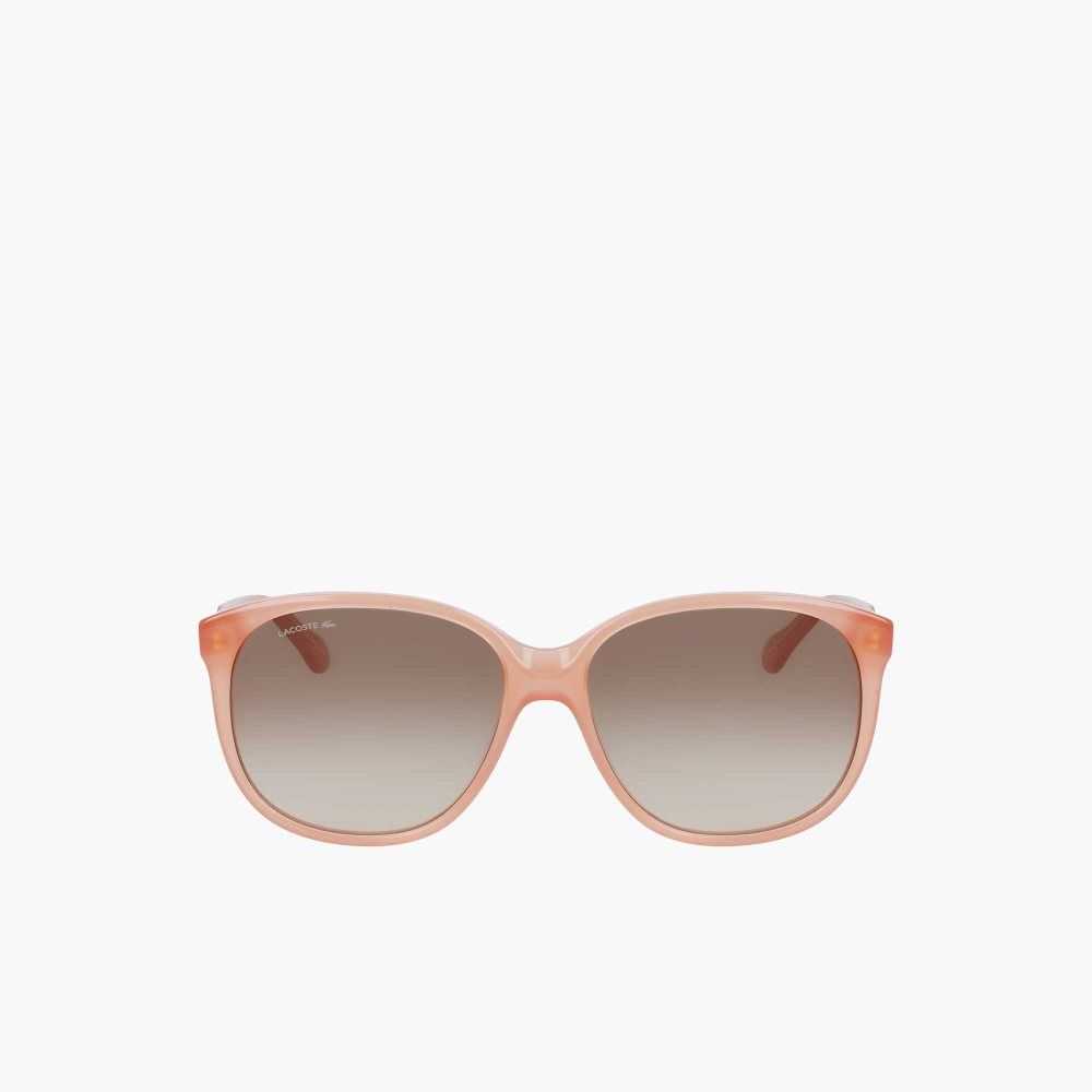 Pink Lacoste Modified Rectangle Acetate Oversize Look Sunglasses | OSJHDX-329