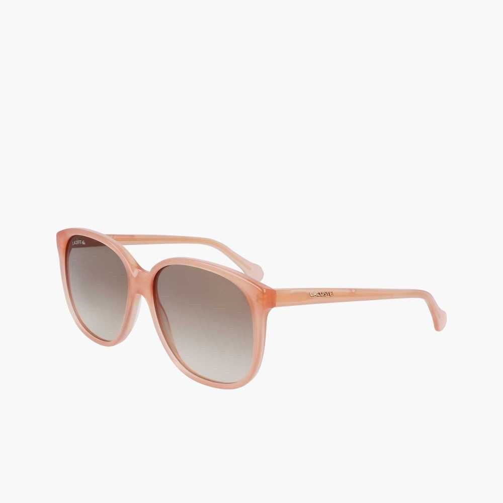 Pink Lacoste Modified Rectangle Acetate Oversize Look Sunglasses | OSJHDX-329