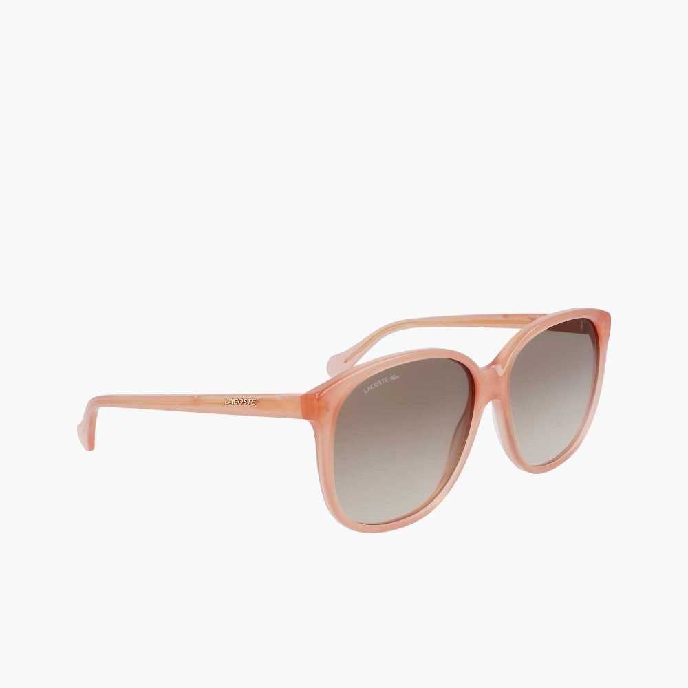 Pink Lacoste Modified Rectangle Acetate Oversize Look Sunglasses | OSJHDX-329