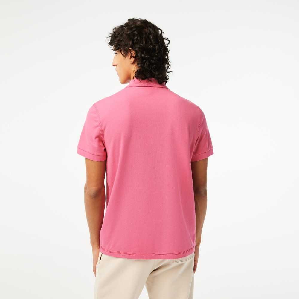 Pink Lacoste Organic Cotton Printed Polo | QAEOID-065