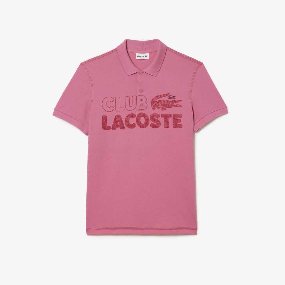 Pink Lacoste Organic Cotton Printed Polo | QAEOID-065