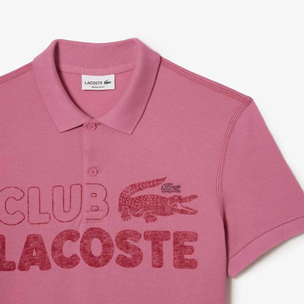 Pink Lacoste Organic Cotton Printed Polo | QAEOID-065