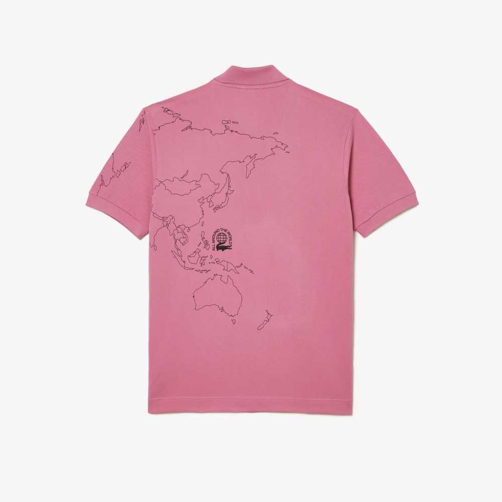 Pink Lacoste Original L.12.12 Planisphere Polo | MXFWSQ-846