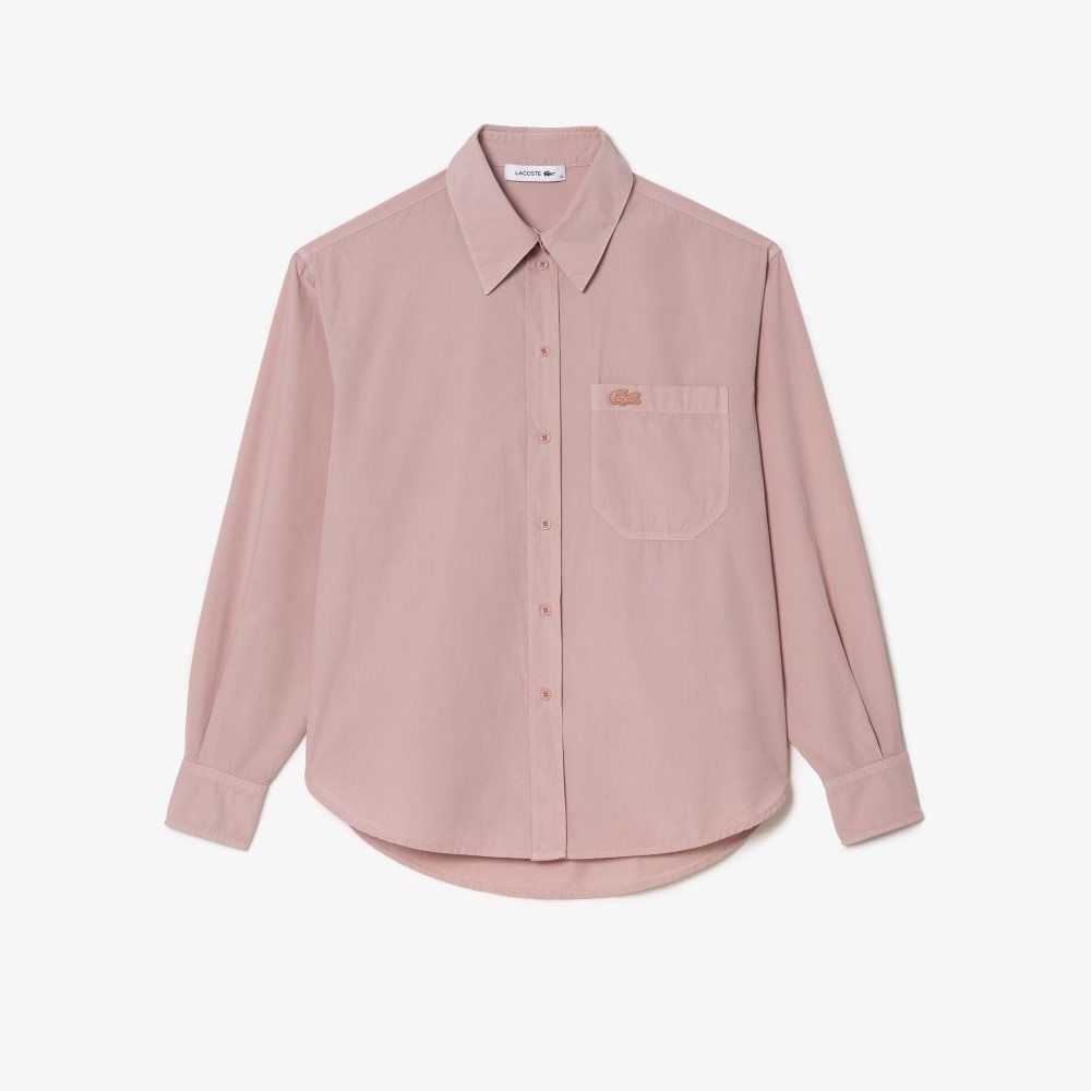 Pink Lacoste Oversized Cotton Poplin Shirt | ULQVYA-207