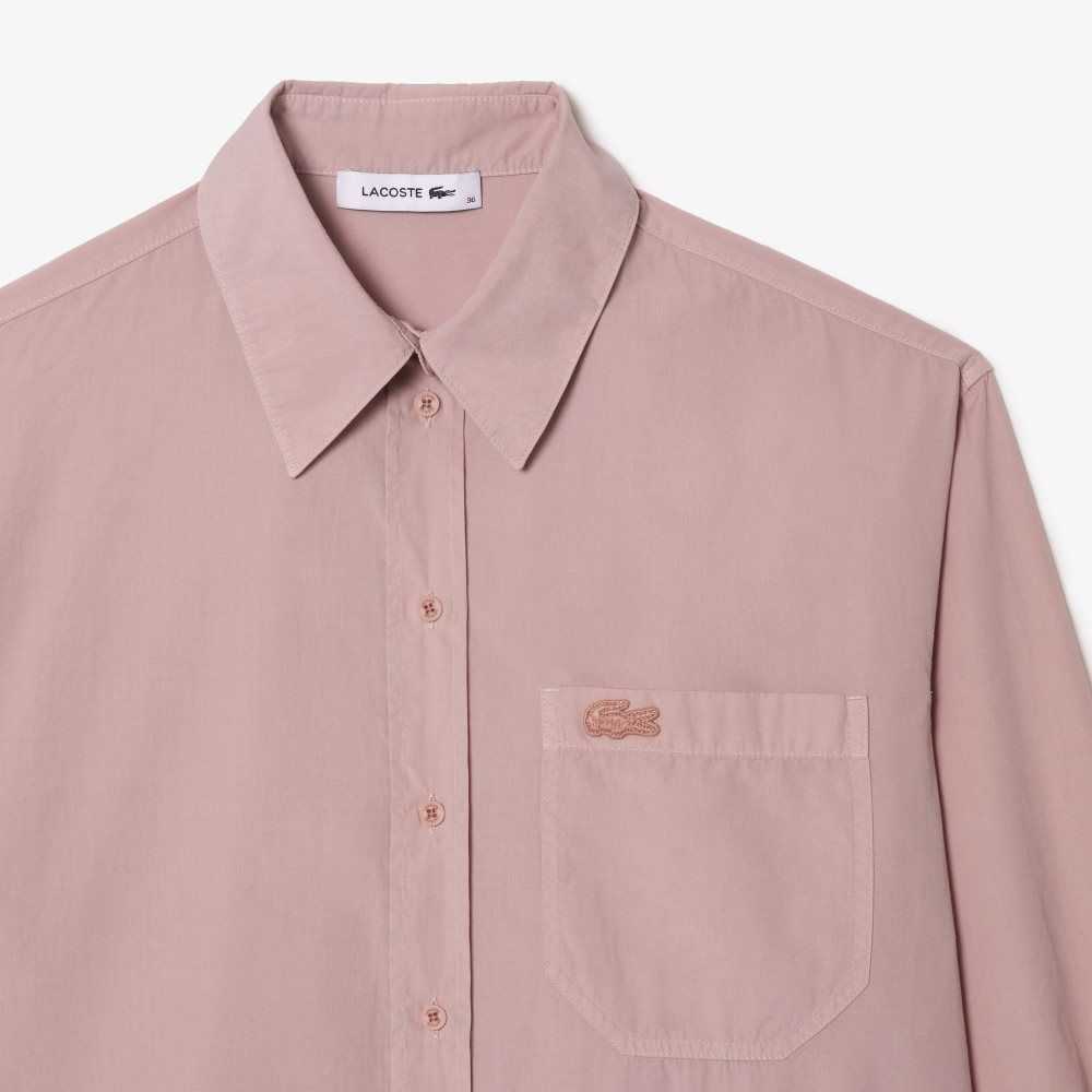 Pink Lacoste Oversized Cotton Poplin Shirt | ULQVYA-207