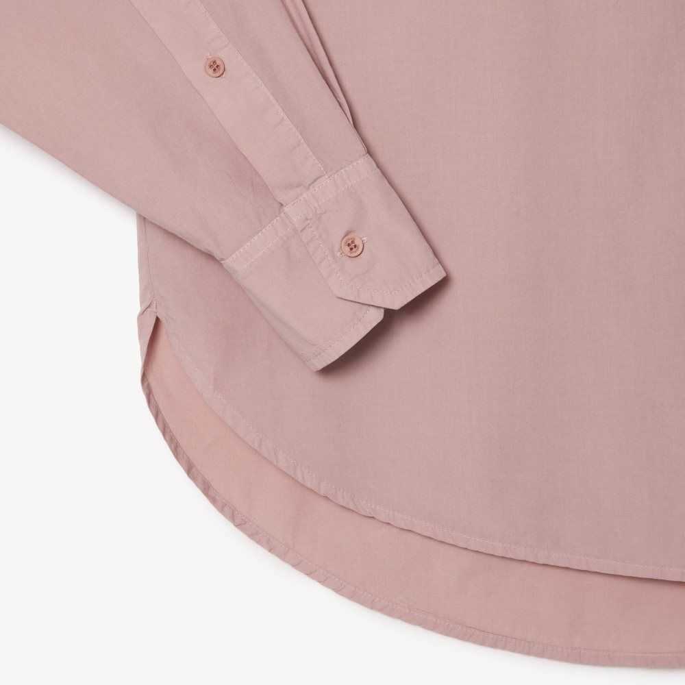 Pink Lacoste Oversized Cotton Poplin Shirt | ULQVYA-207