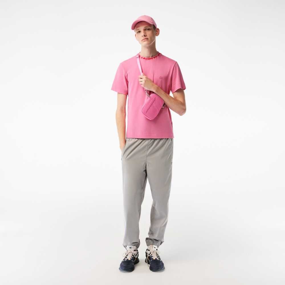 Pink Lacoste Regular Fit Branded Collar T-Shirt | VYRSFU-421