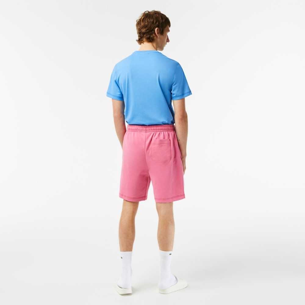 Pink Lacoste Regular Fit Contrast Branding Fleece Shorts | PSAVDW-514