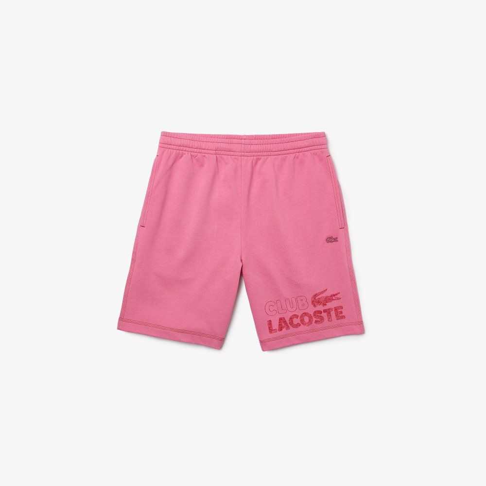 Pink Lacoste Regular Fit Contrast Branding Fleece Shorts | PSAVDW-514