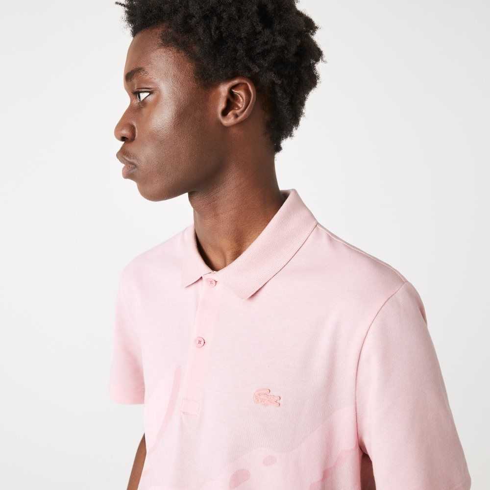 Pink Lacoste Regular Fit Stretch Organic Cotton Polo | SJORDK-207