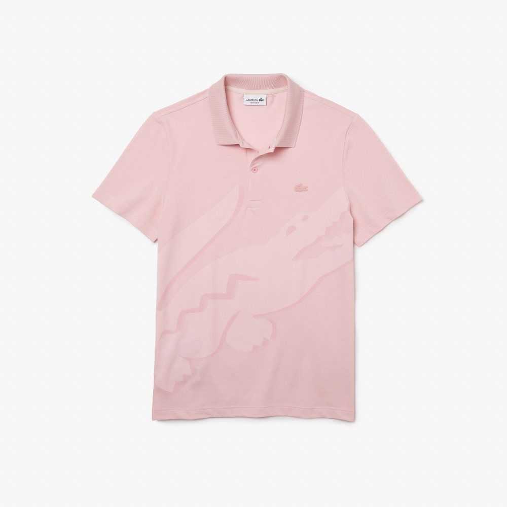 Pink Lacoste Regular Fit Stretch Organic Cotton Polo | SJORDK-207