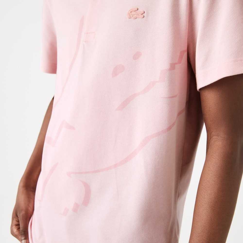 Pink Lacoste Regular Fit Stretch Organic Cotton Polo | SJORDK-207