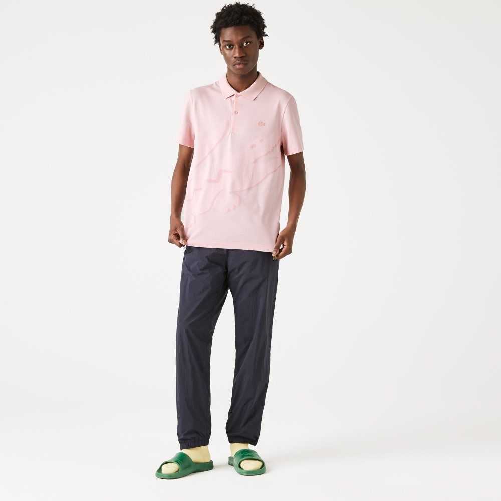 Pink Lacoste Regular Fit Stretch Organic Cotton Polo | SJORDK-207