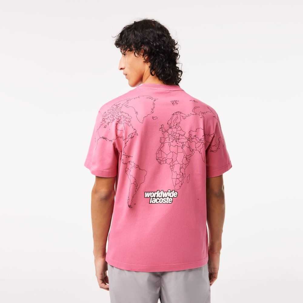 Pink Lacoste Relaxed Fit Organic Cotton Jersey T-Shirt | HBZTSN-765