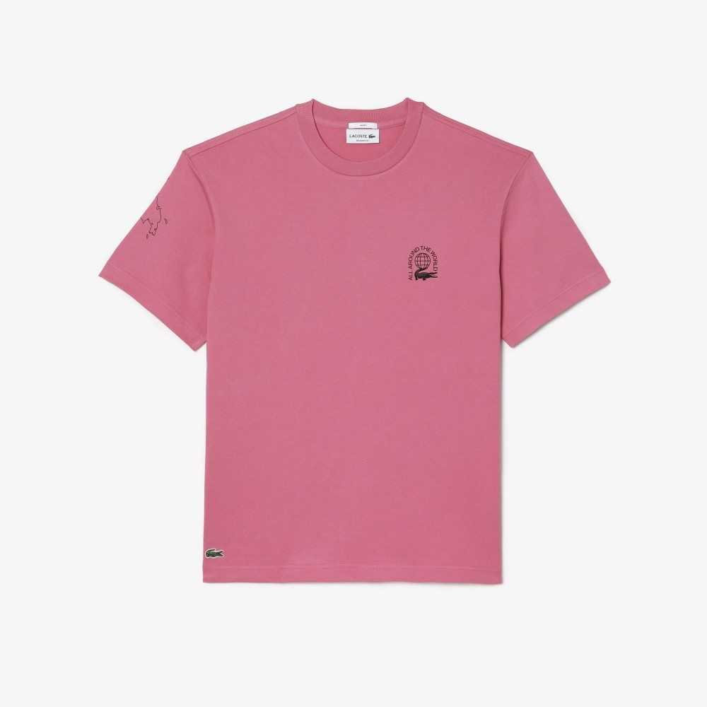 Pink Lacoste Relaxed Fit Organic Cotton Jersey T-Shirt | HBZTSN-765