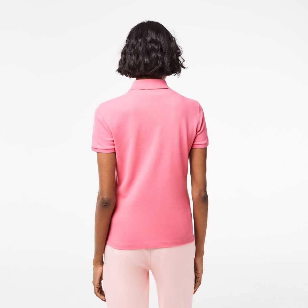 Pink Lacoste Slim Fit Stretch Cotton Pique Polo | TIYPSF-721