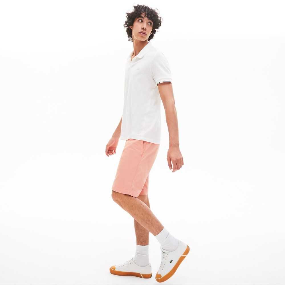 Pink Lacoste Slim Fit Stretch Gabardine Shorts | JTORWE-648