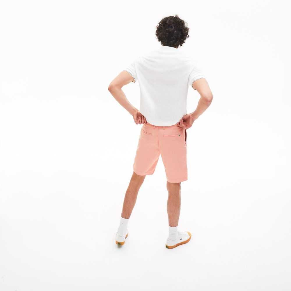 Pink Lacoste Slim Fit Stretch Gabardine Shorts | JTORWE-648