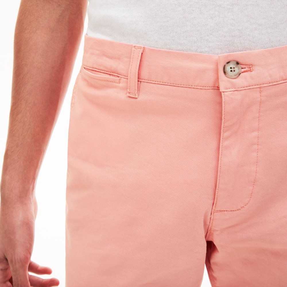 Pink Lacoste Slim Fit Stretch Gabardine Shorts | JTORWE-648