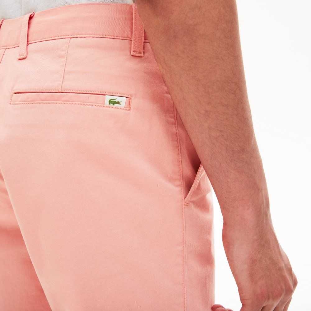 Pink Lacoste Slim Fit Stretch Gabardine Shorts | JTORWE-648