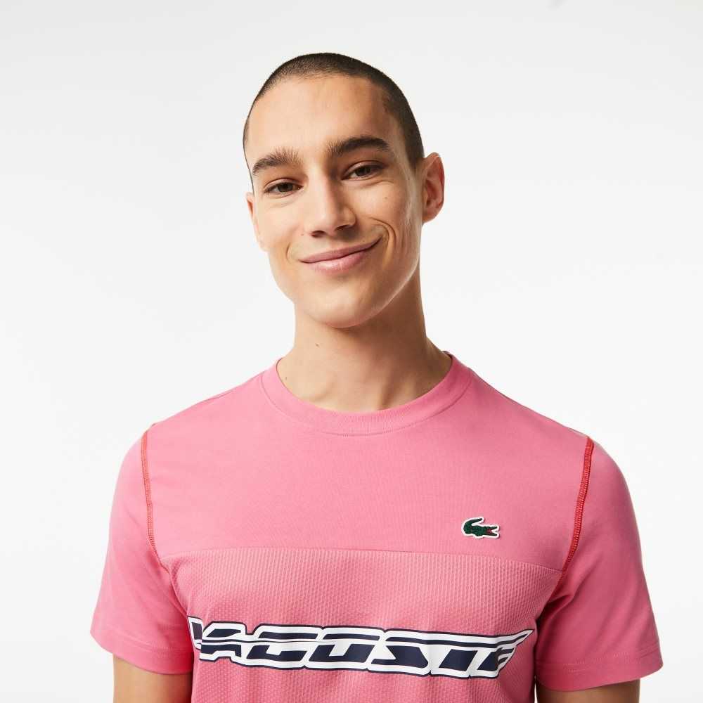 Pink / Red / Blue Lacoste Tennis x Daniil Medvedev Jersey T-Shirt | UIDAFT-523